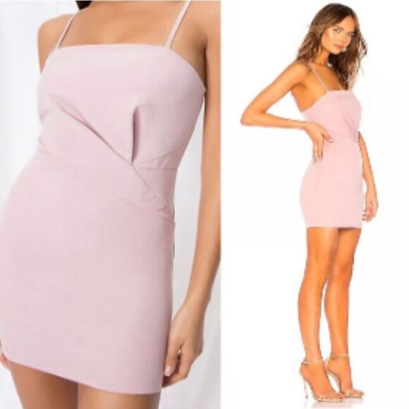 Revolve By The Way Superdown Pleated Fitted Strappy Mini Dress Pink Size Small N - Picture 1 of 6